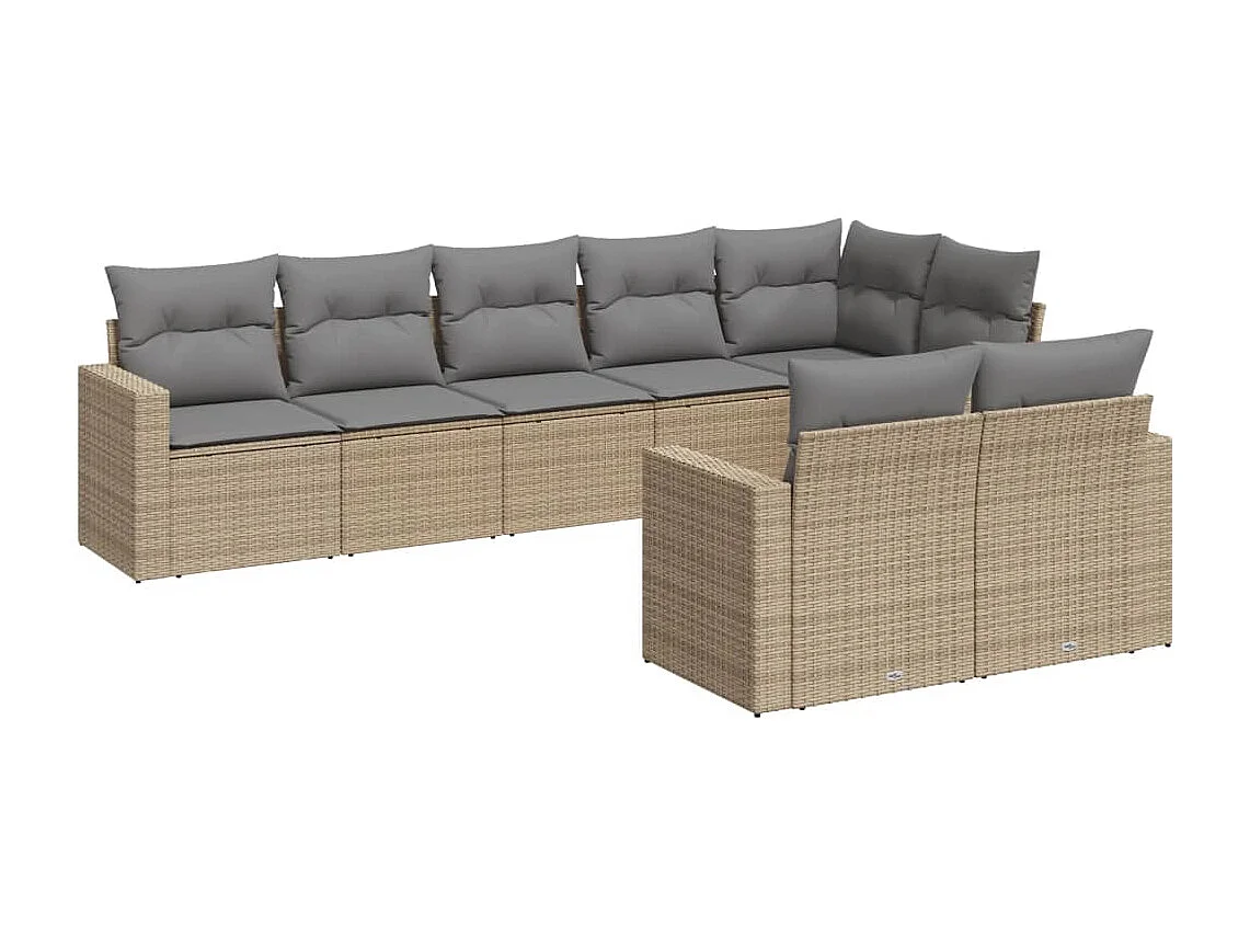 Gartenmöbel mit Kissen 8 Stück beige geflochtenes Harz