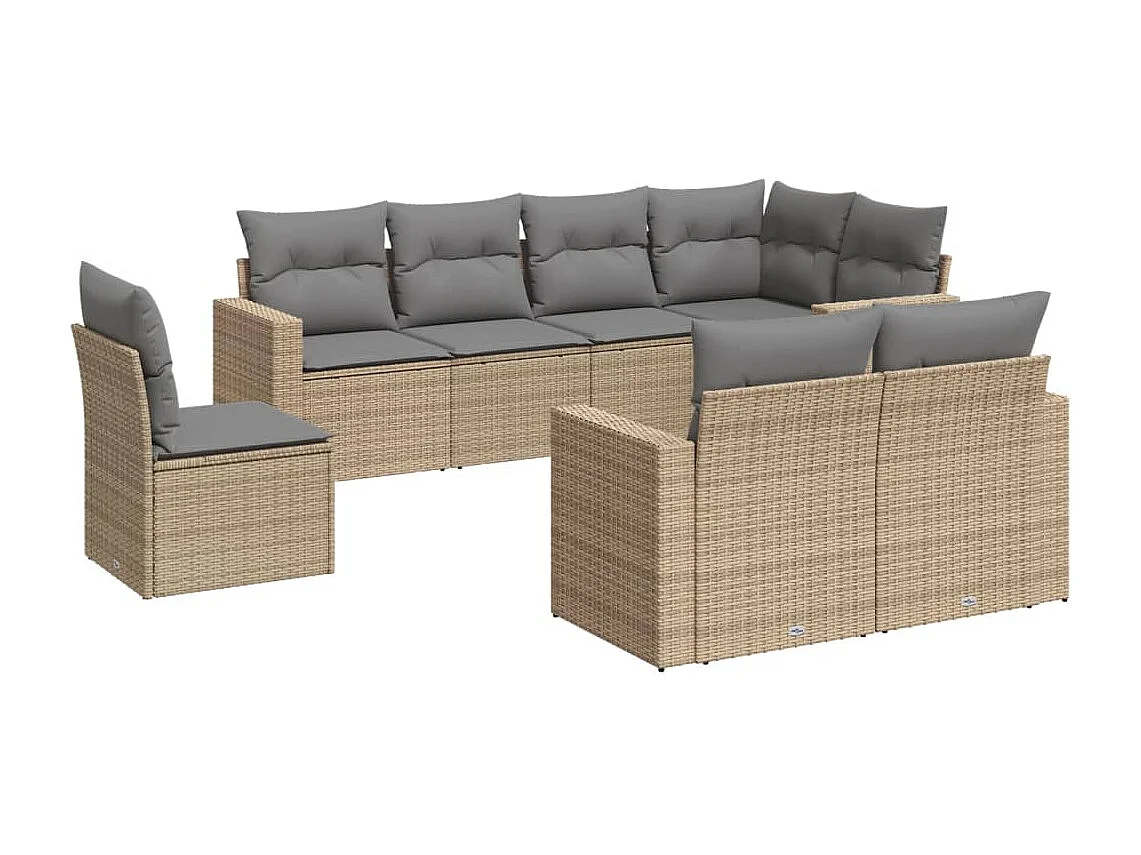 Gartenmöbel mit Kissen 8 Stück beige geflochtenes Harz