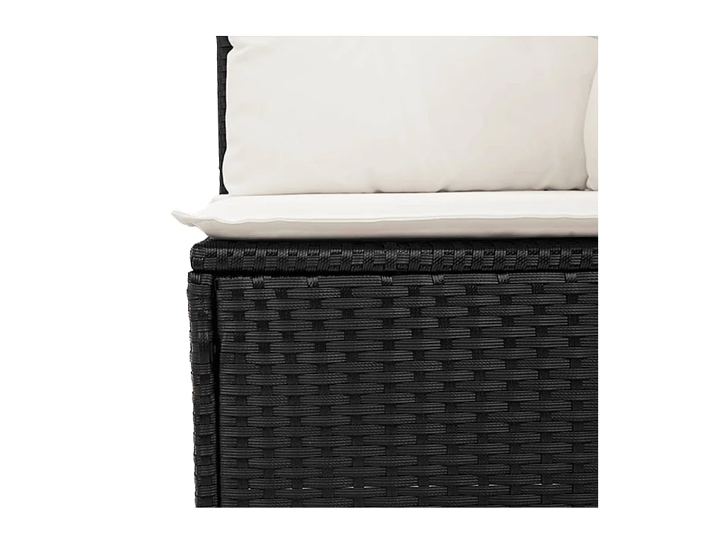Mobili da giardino 7 pezzi con cuscini in resina intrecciata nera
