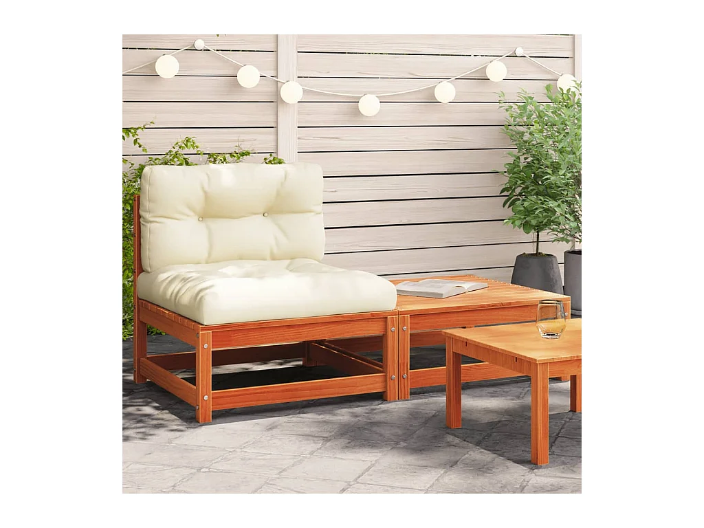 Canapé de jardin sans accoudoirs avec coussins et repose-pieds