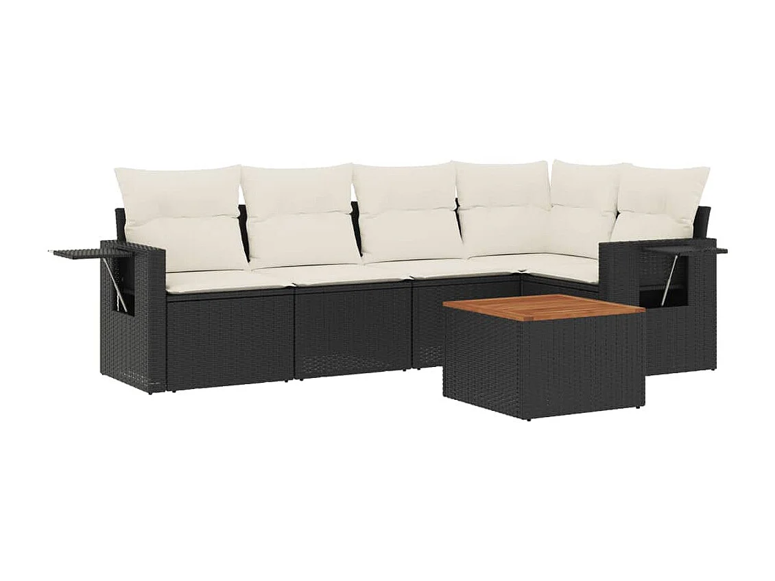 peças de móveis de jardim com almofadas de resina tecida preta