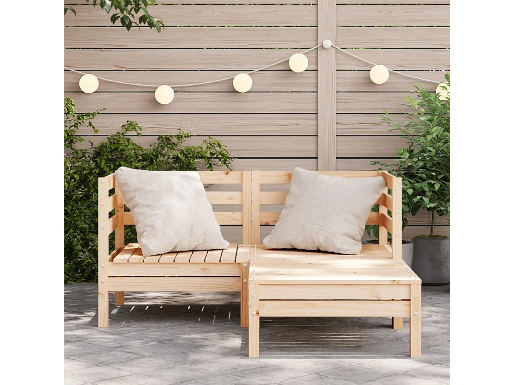 Canapé de jardin 2 places et repose-pied bois pin massif