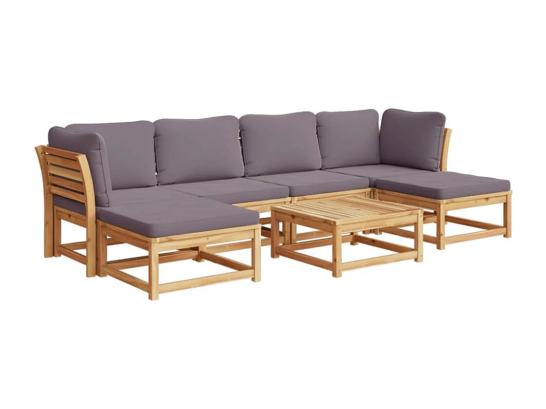 Salon de jardin avec coussins 7 pcs bois massif d'acacia