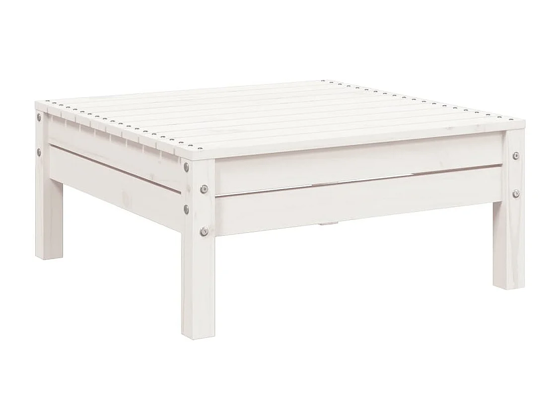 Divano da giardino a 3 posti e poggiapiedi bianco in legno massello di pino