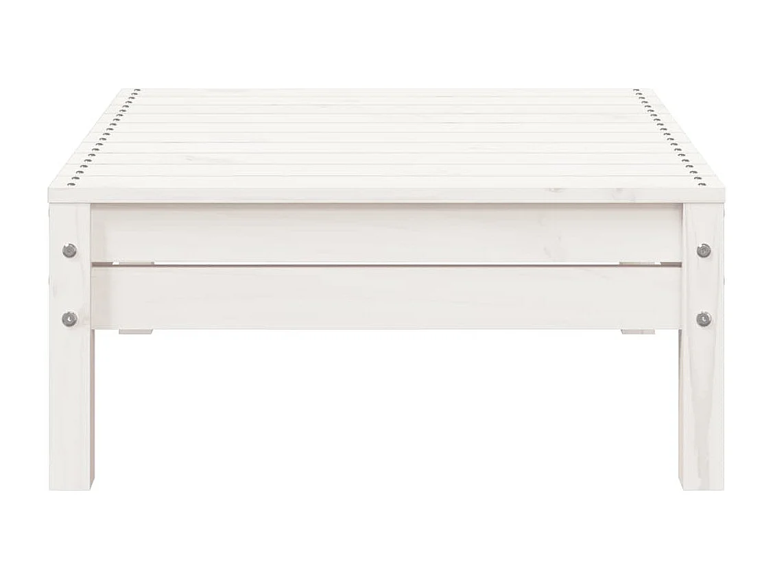 Divano da giardino a 3 posti e poggiapiedi bianco in legno massello di pino