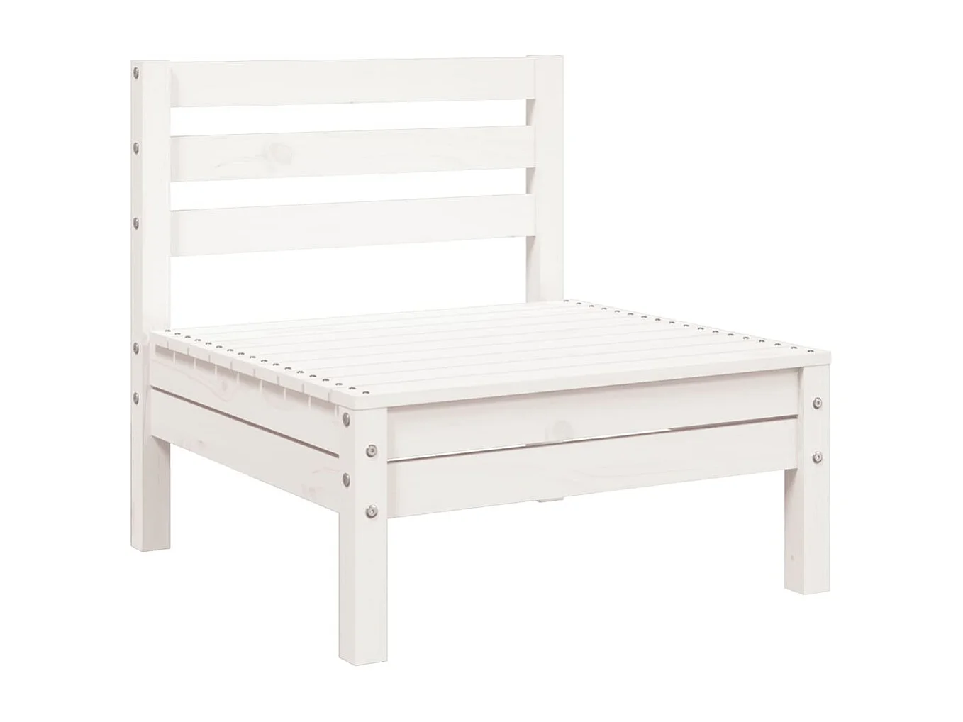 Divano da giardino a 3 posti e poggiapiedi bianco in legno massello di pino