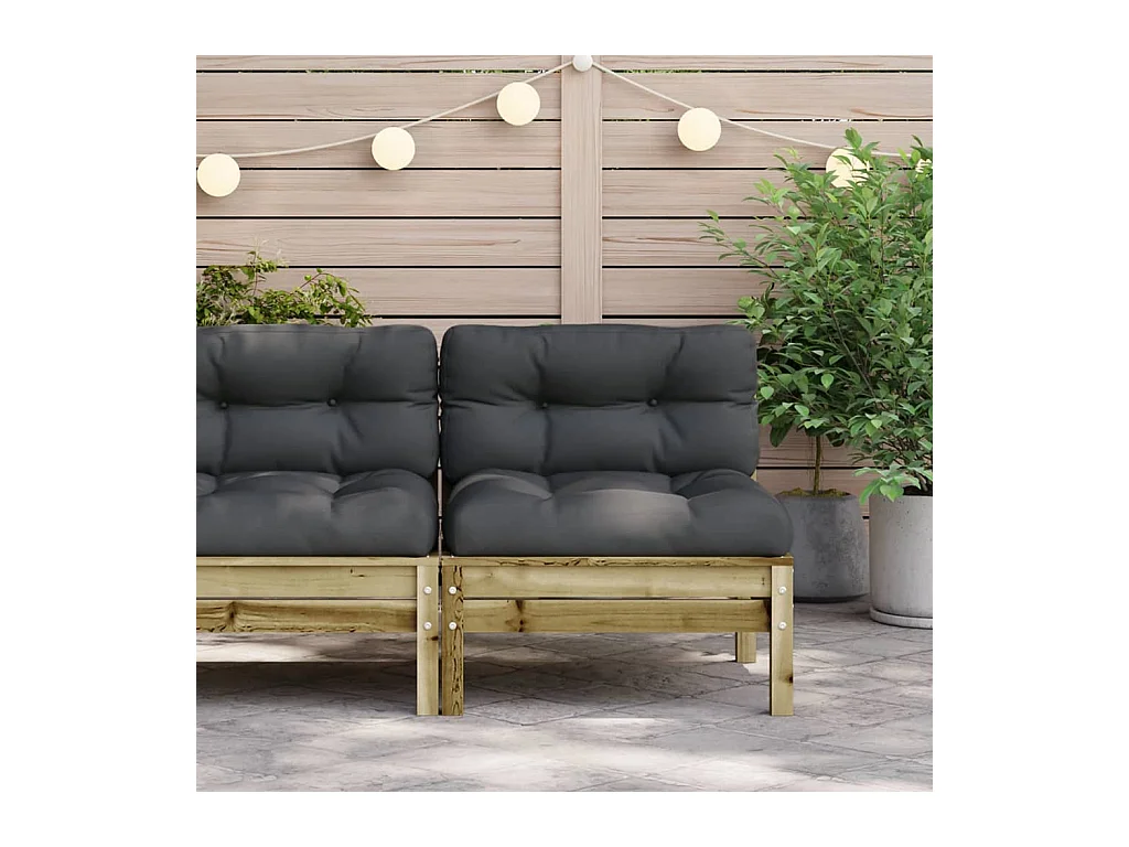 Canapé de jardin sans accoudoirs et coussins bois pin imprégné