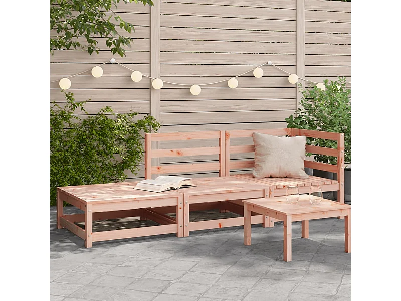 Gartensofa mit 2-Sitzer-Fußstütze aus massivem Douglasienholz