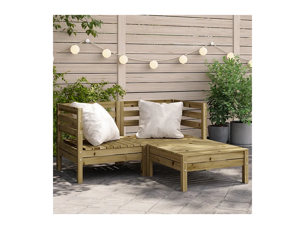 Canapé de jardin 2 places avec repose-pieds bois pin imprégné