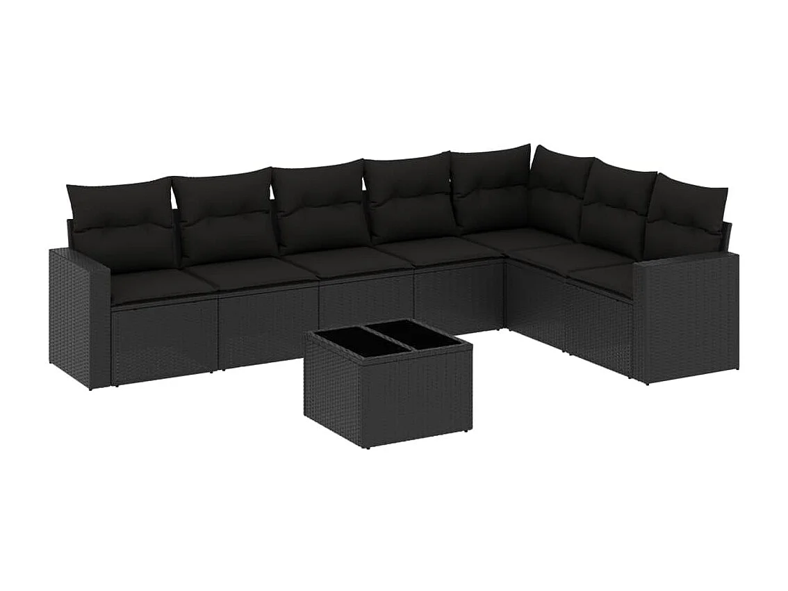 Stück Gartenmöbel mit schwarzen geflochtenen Harzkissen