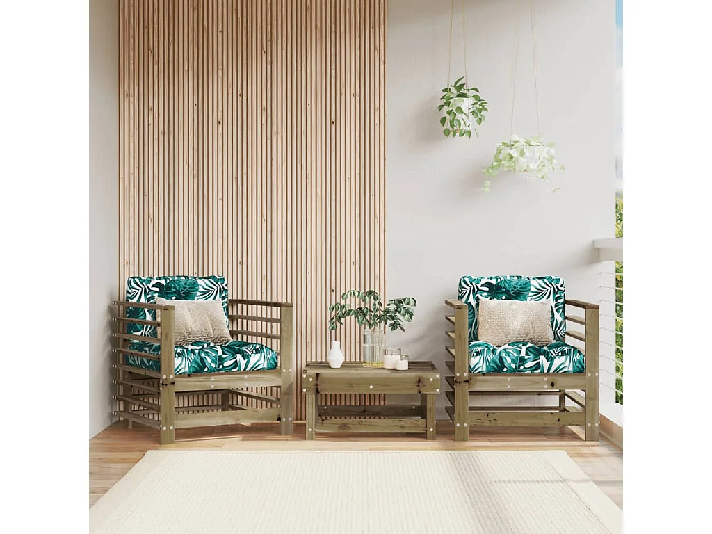 Chaises de jardin lot de 2 bois de pin imprégné