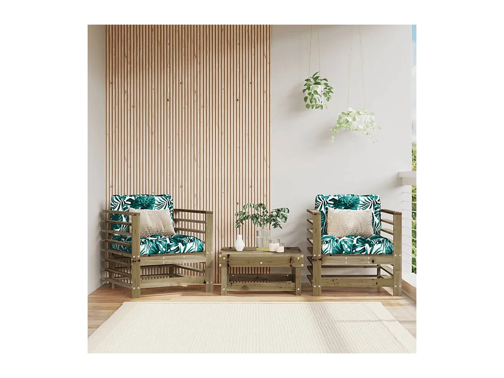 Chaises de jardin lot de 2 bois de pin imprégné