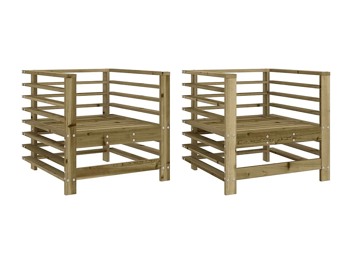 Chaises de jardin lot de 2 bois de pin imprégné