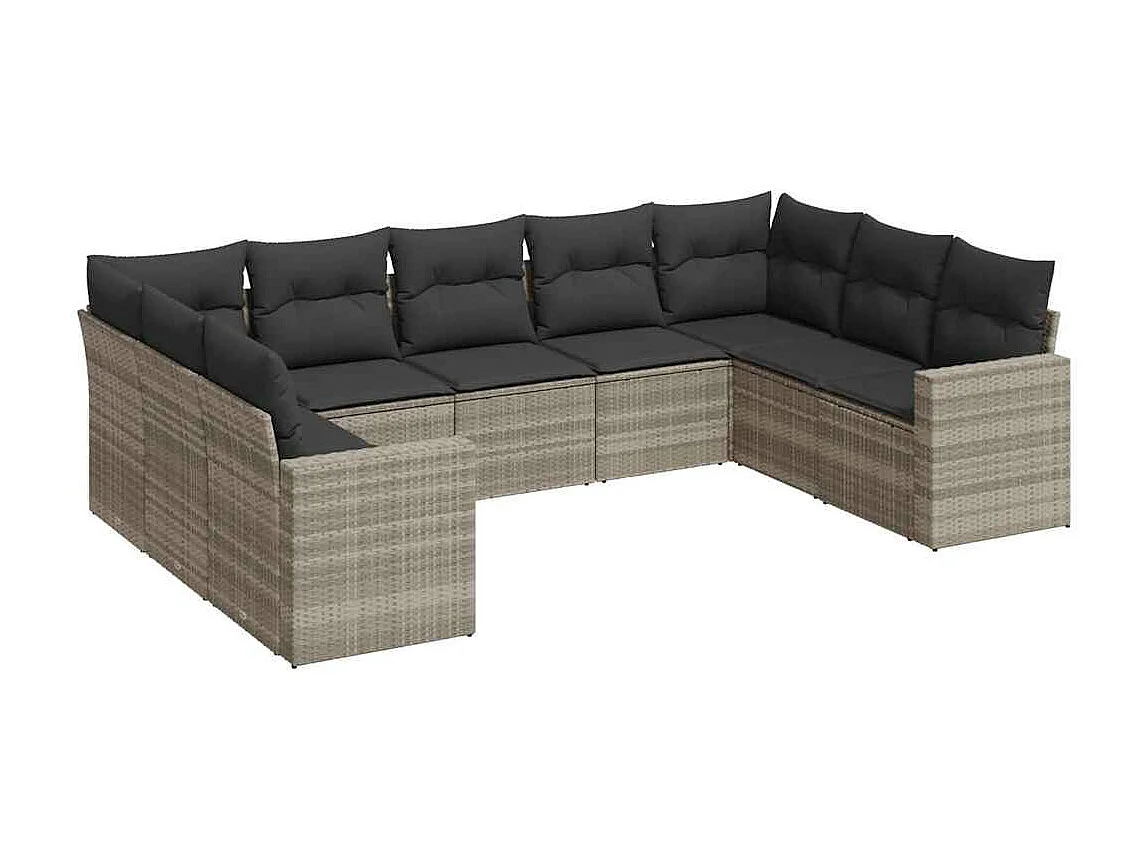 Stück Gartenmöbel mit hellgrauen geflochtenen Harzkissen