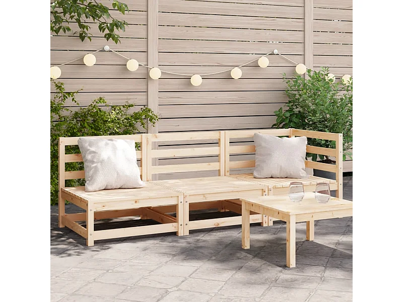 3-Sitzer-Gartensofa aus massivem Kiefernholz