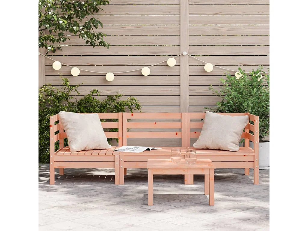 Sofá de jardim de 3 lugares em madeira maciça de abeto Douglas