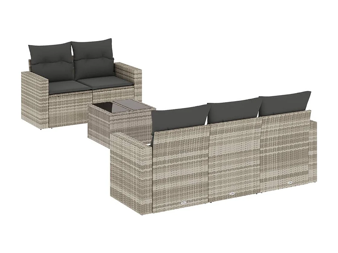 Stück Gartenmöbel mit hellgrauen geflochtenen Harzkissen