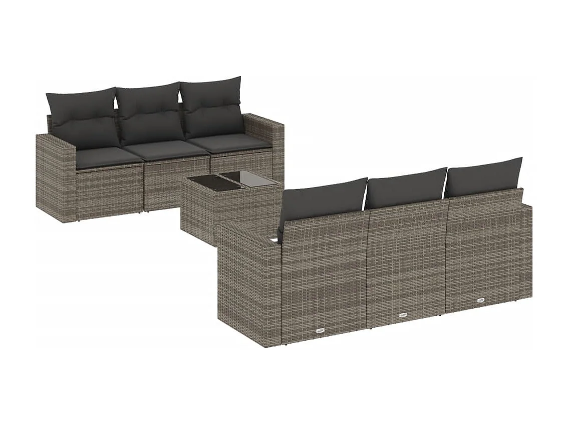 Móveis de jardim com almofadas 7 unidades de resina tecida cinza