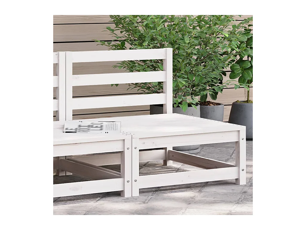 Canapé de jardin sans accoudoirs blanc bois de pin massif