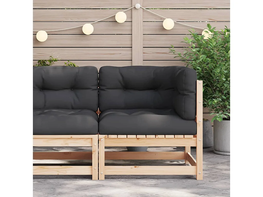 Canapé d'angle de jardin avec coussins bois de pin solide