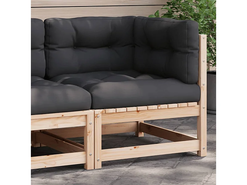Garten-Ecksofa mit Kissen aus massivem Kiefernholz