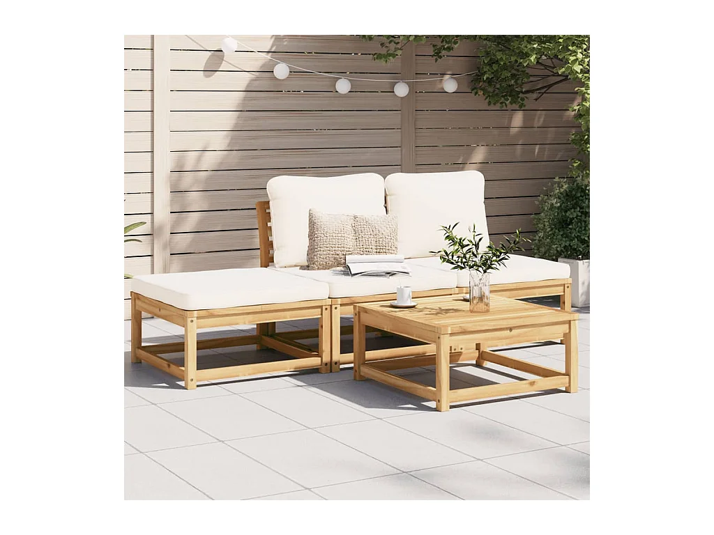 Salon de jardin 4 pcs avec coussins Bois d'acacia solide
