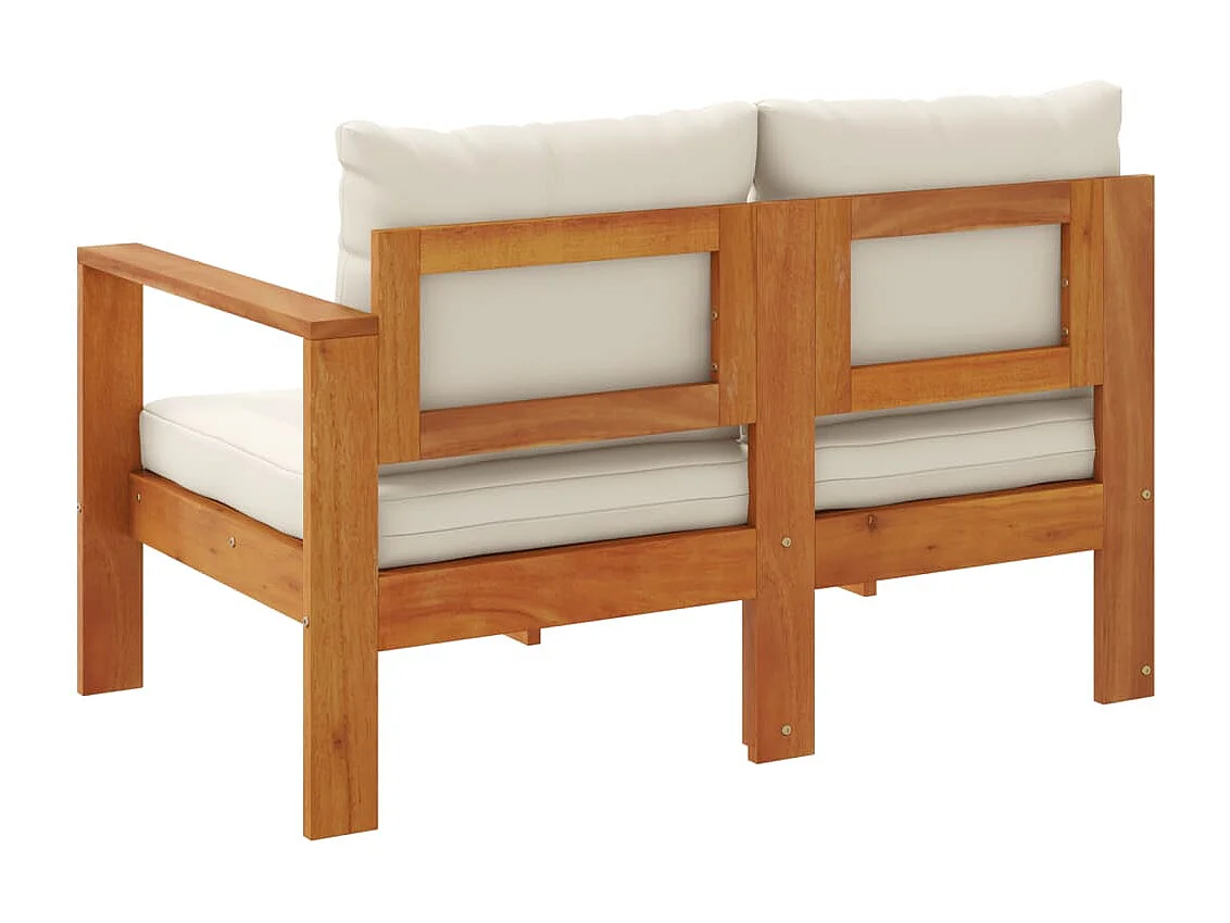 Canapé de jardin avec 1 accoudoir 2 places bois massif d'acacia