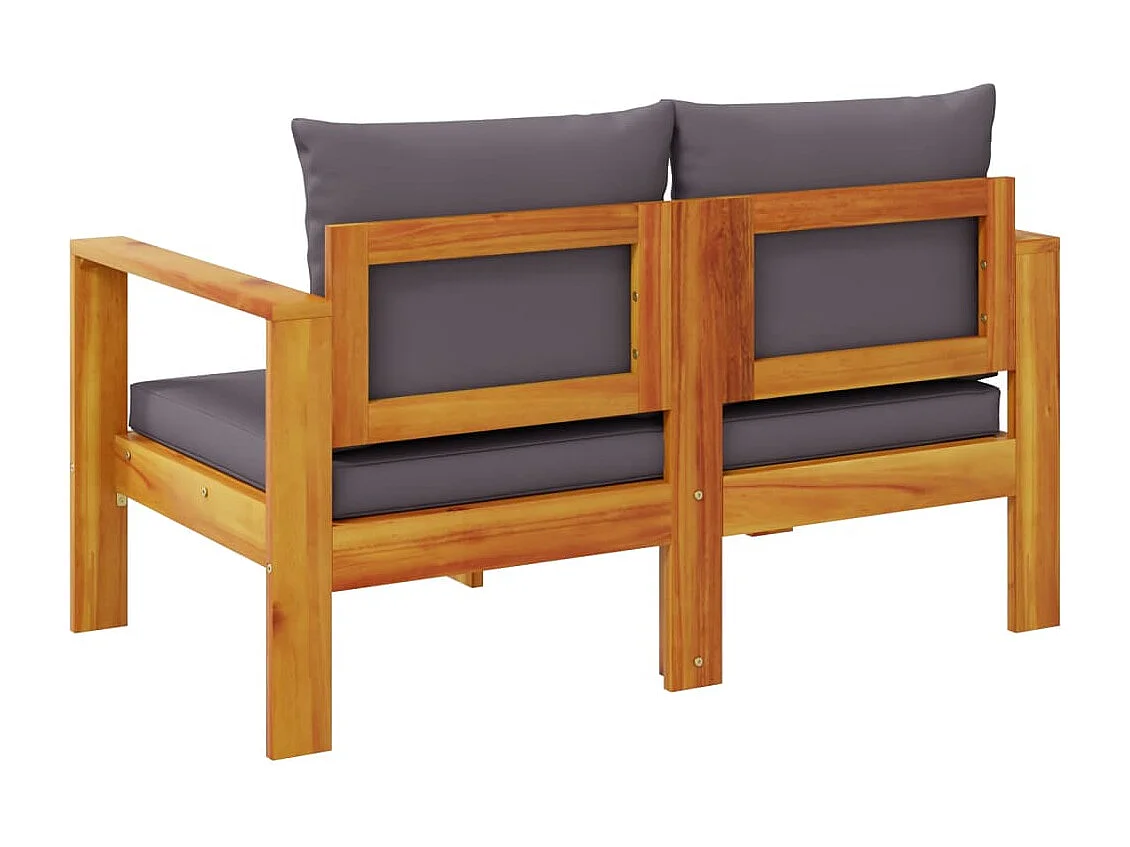 Canapé de jardin avec coussins 2 places bois massif d'acacia