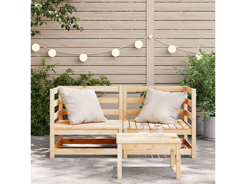 Garten-Ecksofas, 2 Stück, 70 x 70 x 67 cm, massives Kiefernholz