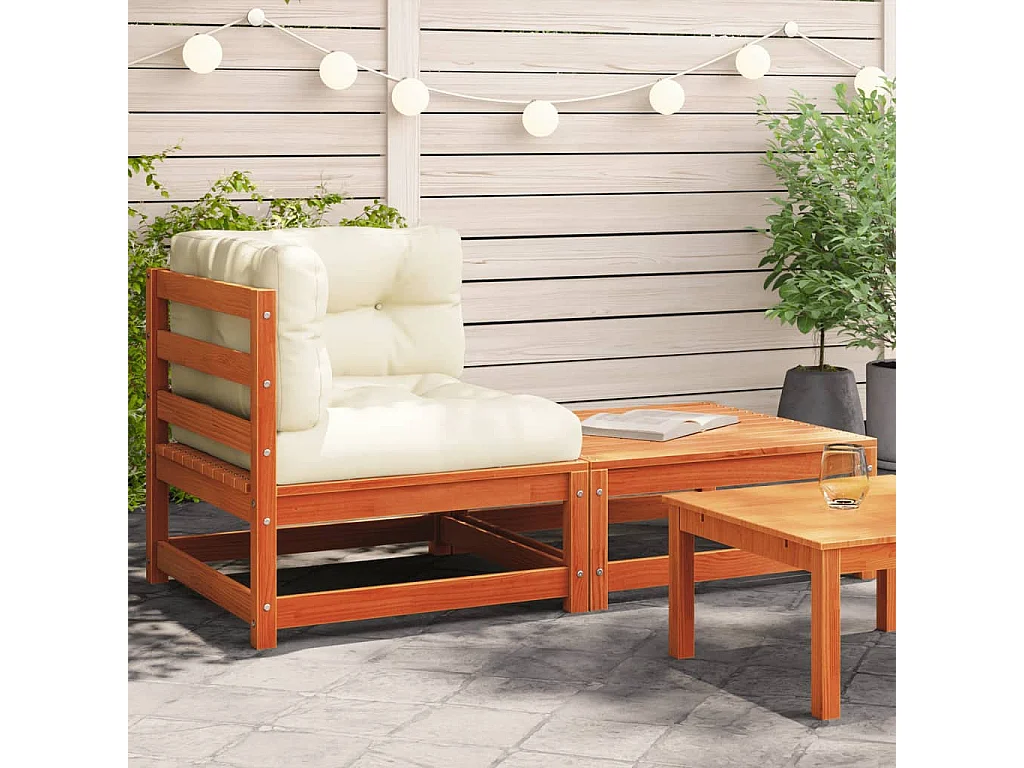 Garten-Ecksofa mit Kissen und Fußhocker