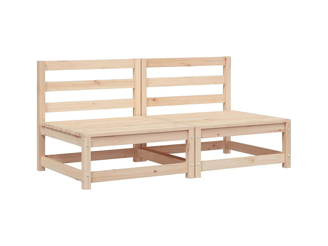 Canapés de jardin sans accoudoirs 2 pcs blanc bois pin massif