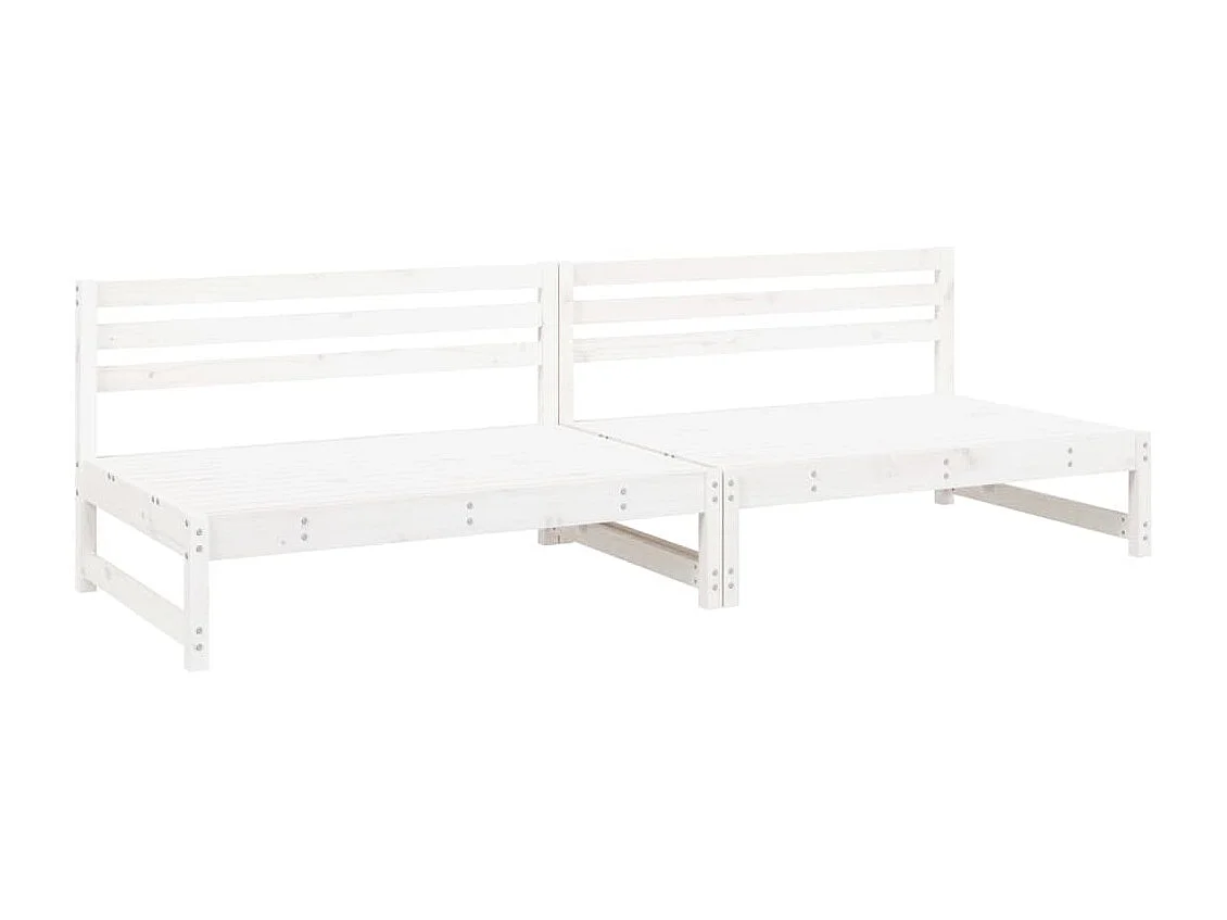Divani da giardino centrali 2 pezzi bianco 120x80 cm in legno di pino massiccio