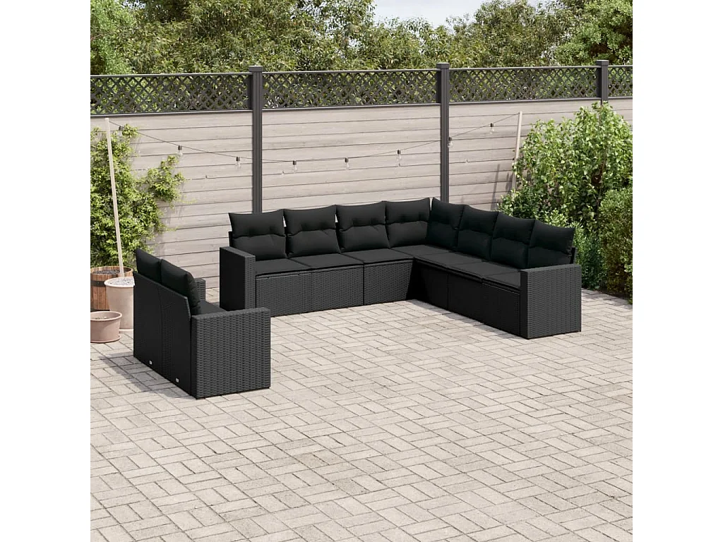 Stück Gartenmöbel mit schwarzen geflochtenen Harzkissen