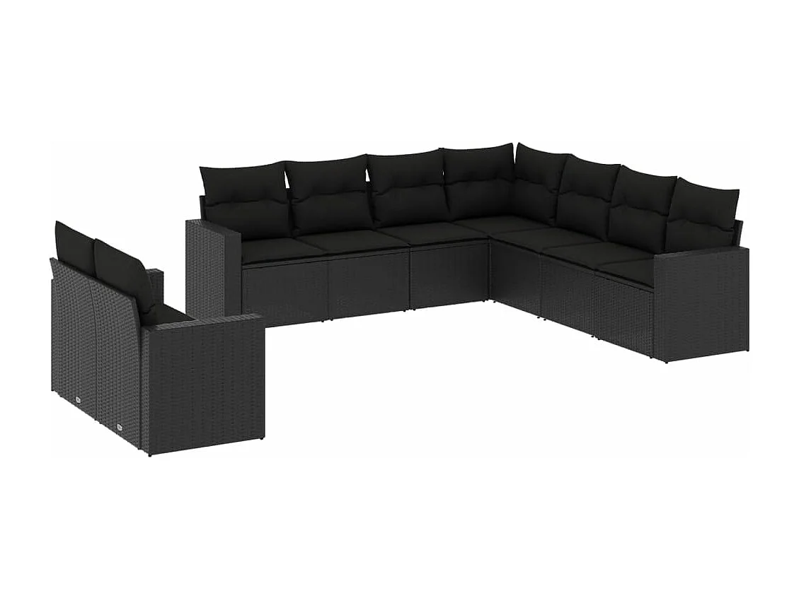 Stück Gartenmöbel mit schwarzen geflochtenen Harzkissen