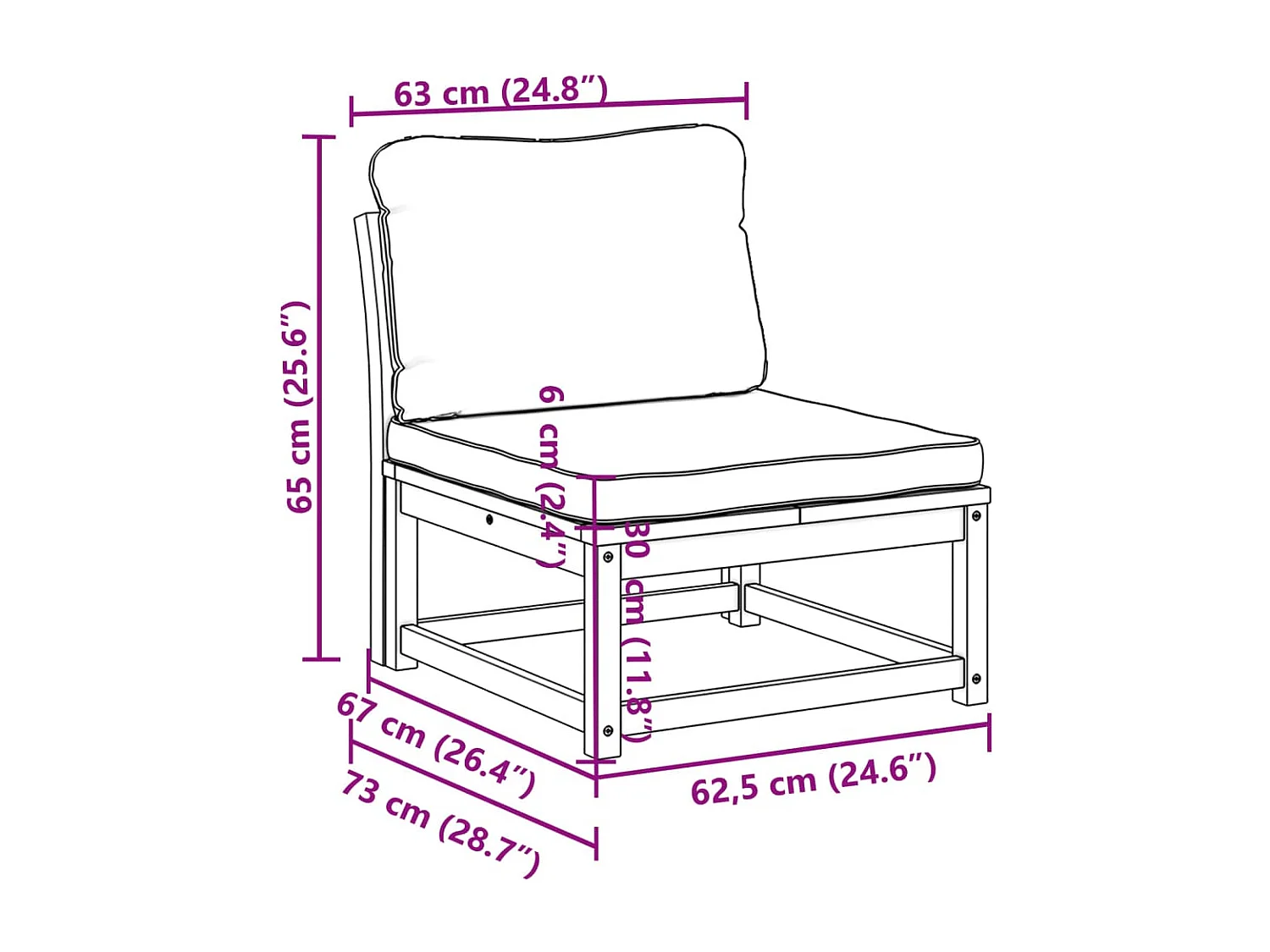 Salon de jardin avec coussins bois massif d'acacia