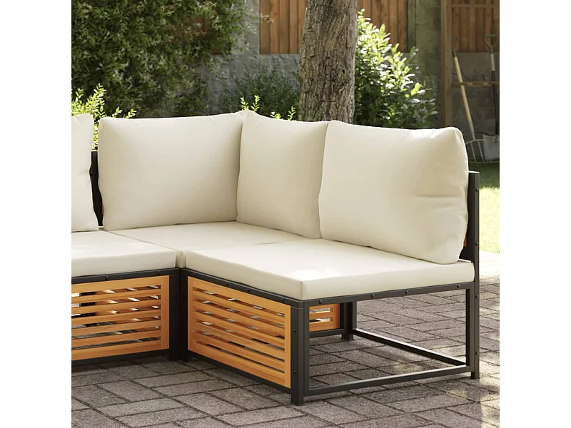 Gartensofa ohne Armlehnen mit Kissen aus massivem Akazienholz