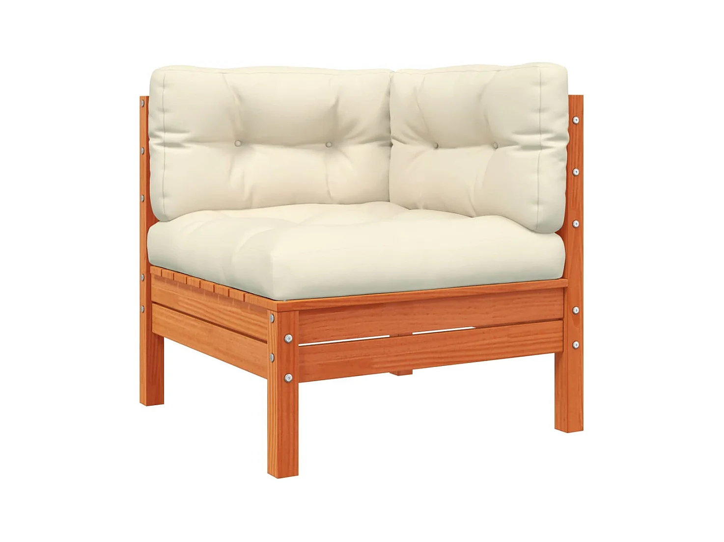 Tuinhoekbankkussens 2 stuks bruin wax massief grenen