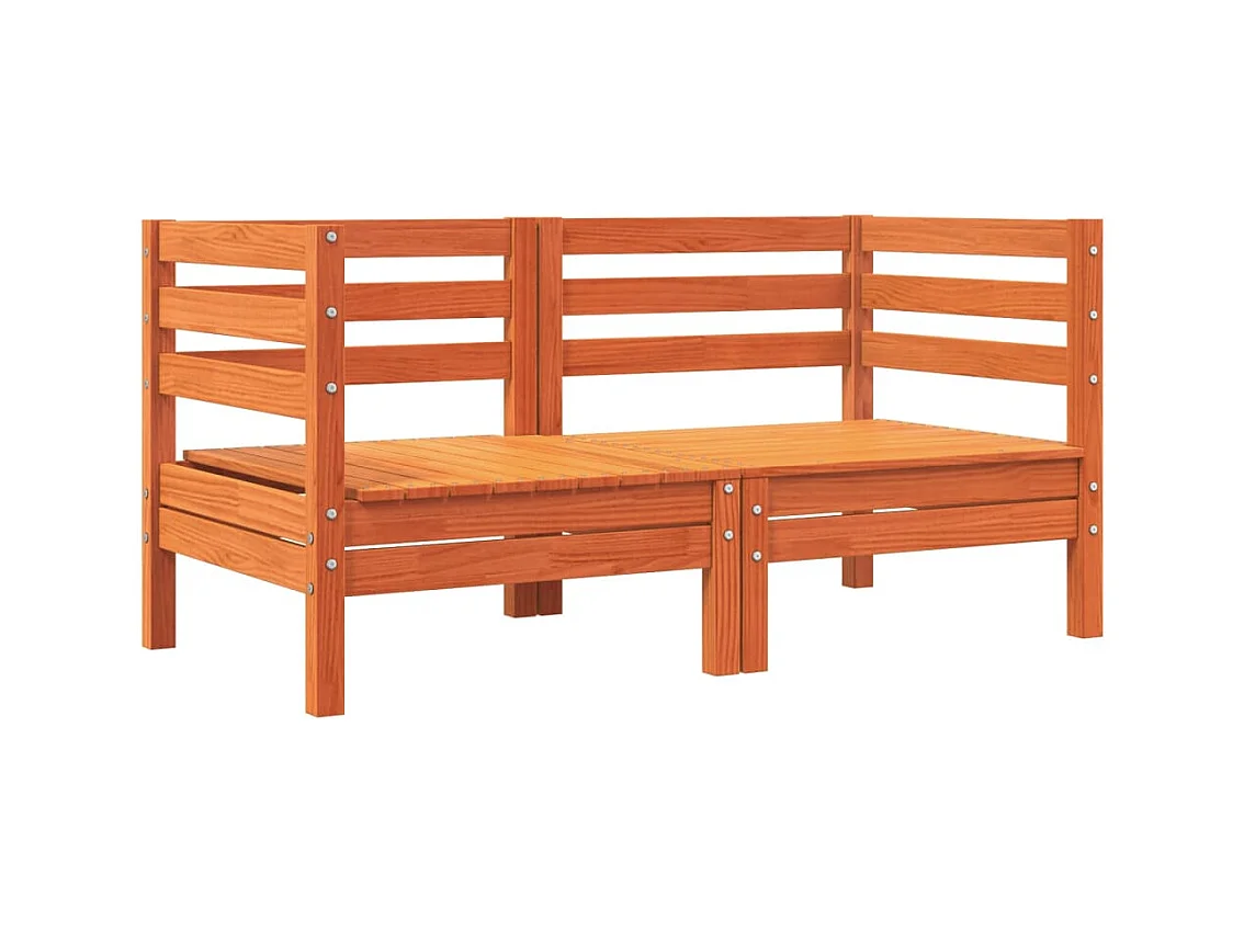 Tuinhoekbankkussens 2 stuks bruin wax massief grenen