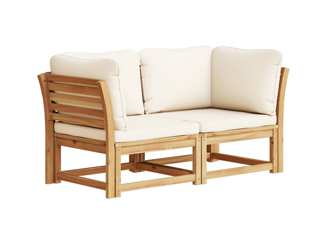Gartensofa mit 2-Sitzer-Kissen aus massivem Akazienholz