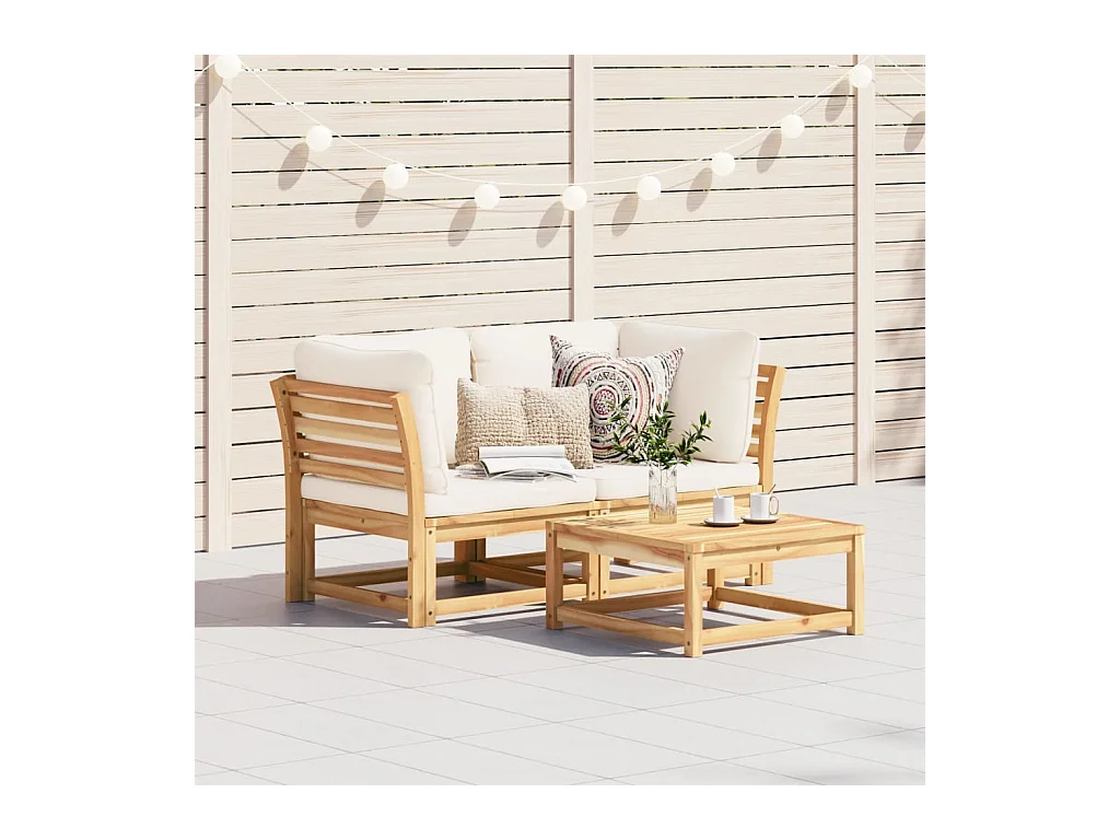 Gartensofa mit 2-Sitzer-Kissen aus massivem Akazienholz