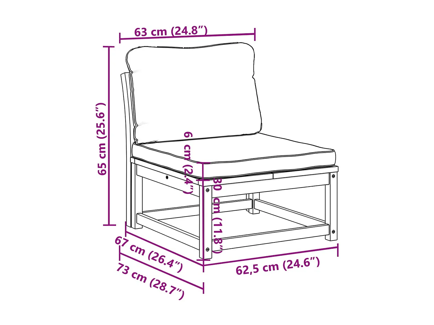 Salon de jardin avec coussins bois massif d'acacia