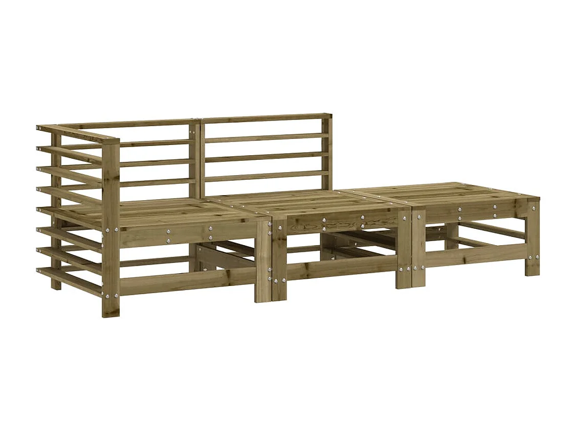 Mobili da giardino 3 pezzi in legno di pino impregnato