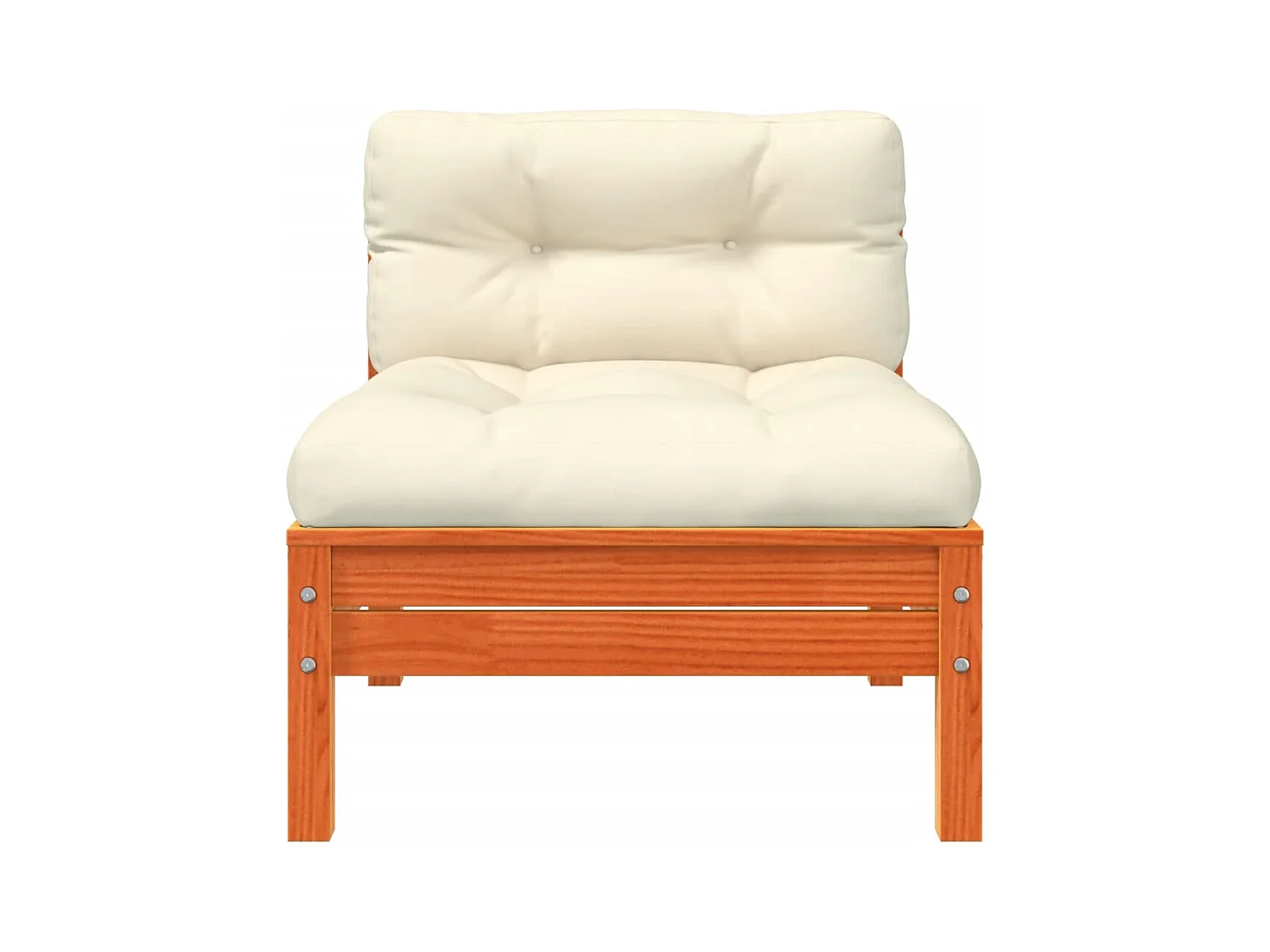 Canapé jardin sans accoudoirs coussins cire marron massif pin