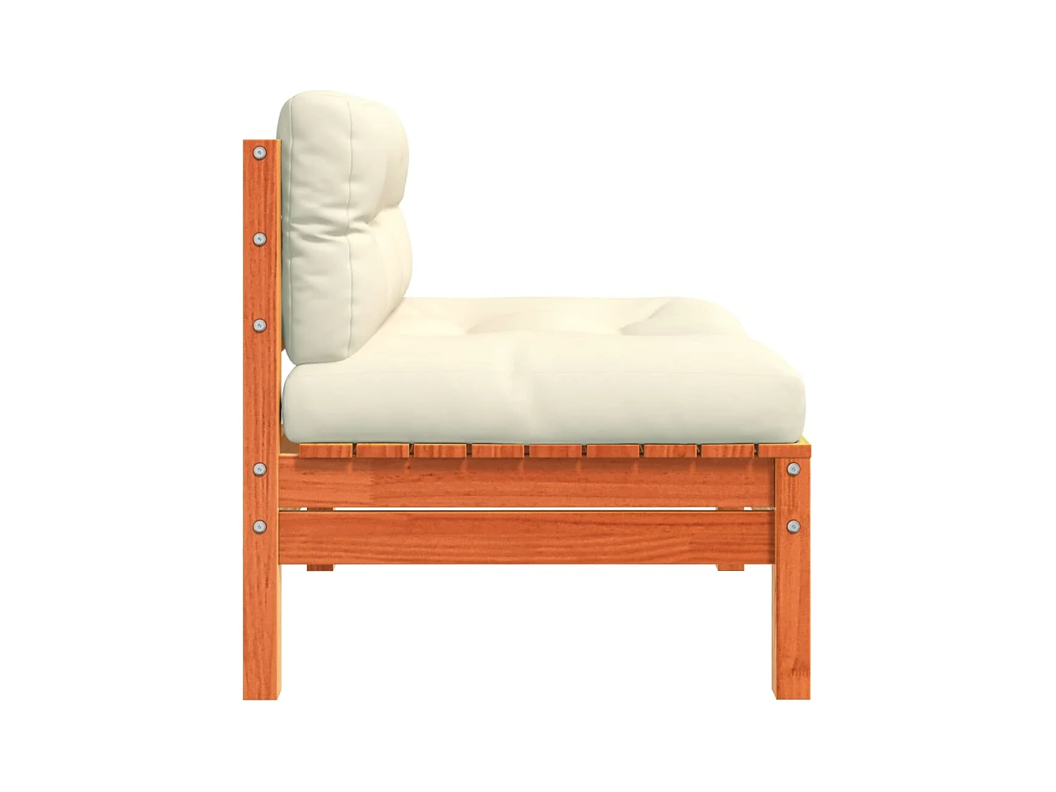 Canapé jardin sans accoudoirs coussins cire marron massif pin