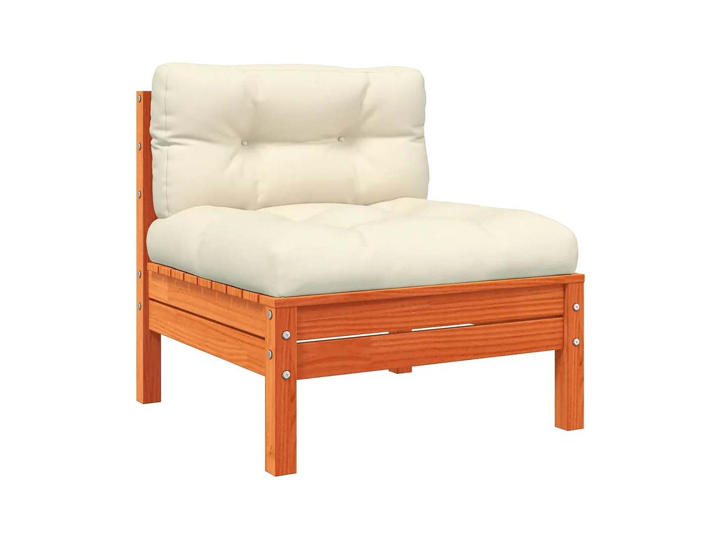 Canapé jardin sans accoudoirs coussins cire marron massif pin