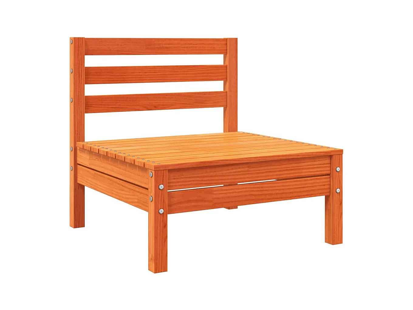 Canapé jardin sans accoudoirs coussins cire marron massif pin