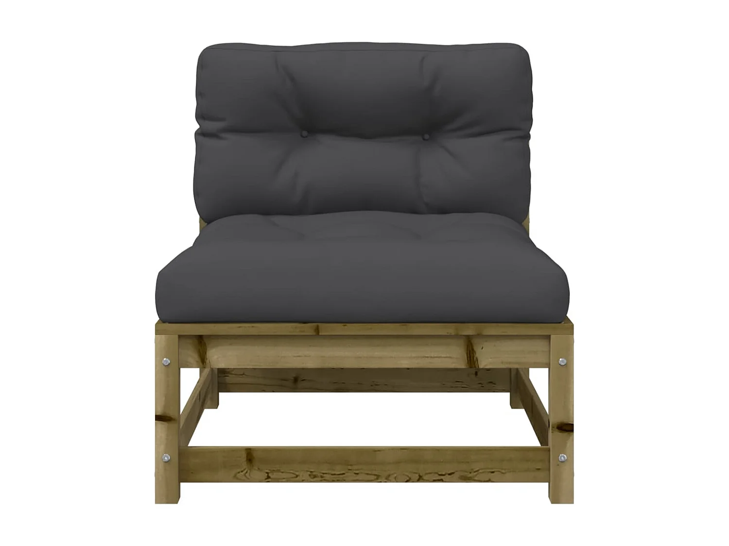 Canapés jardin sans accoudoirs coussins 2 pcs bois pin imprégné