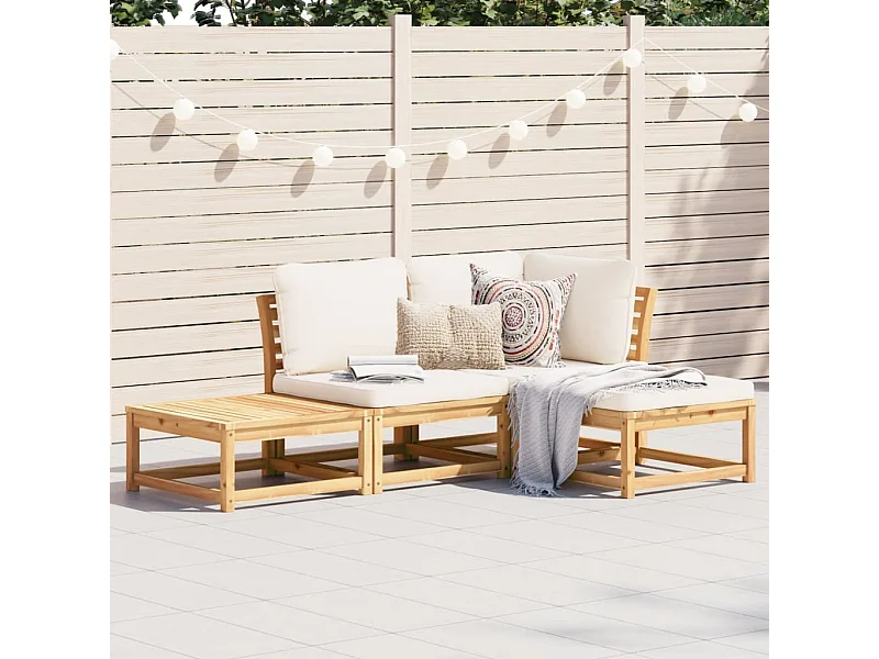 Salon de jardin 4 pcs avec coussins Bois d'acacia solide