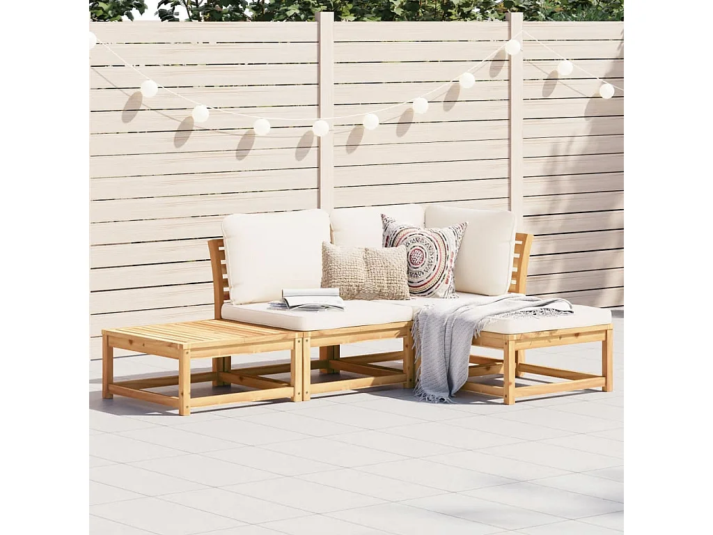 Salon de jardin 4 pcs avec coussins Bois d'acacia solide