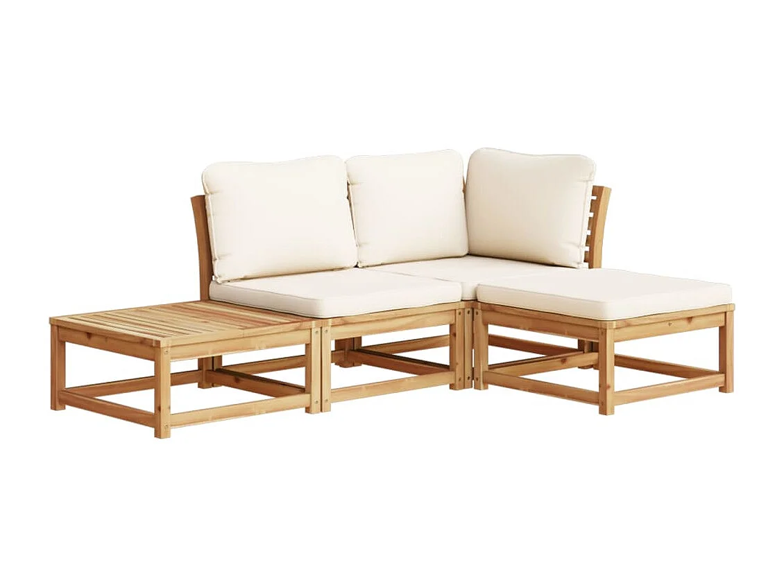 Salon de jardin 4 pcs avec coussins Bois d'acacia solide